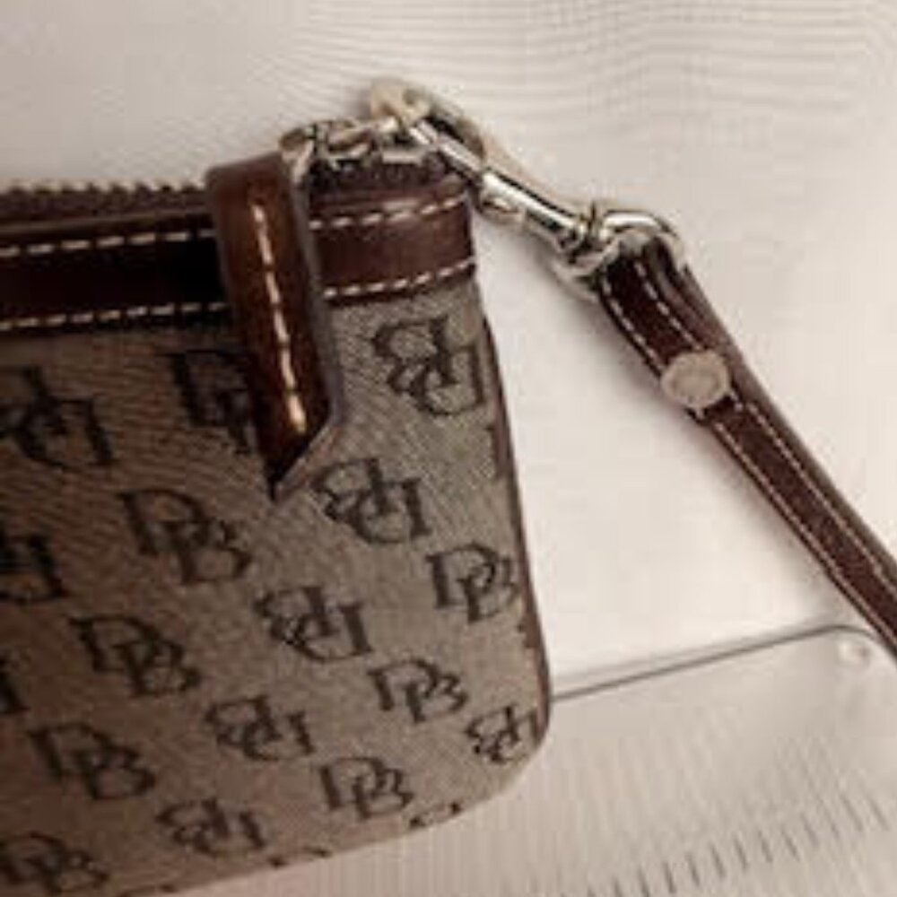 Dooney & Bourke Signature Db Canvas Wristlet Brow… - image 3